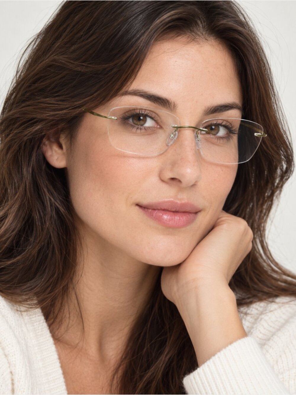 Silhouette 5515 CX 5540 Moss Green Titan Titanium Rimless Cat Eye Eyeglasses